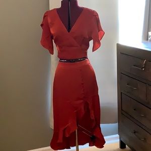2 Piece Red Silk Set